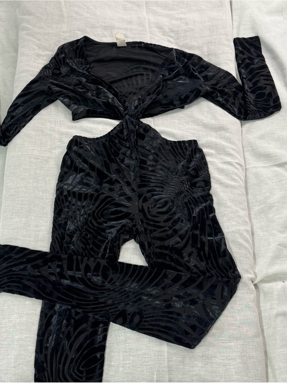 Dolls Kill Black Velvet Cutout Twist-Front Jumpsuit - Picture 3 of 4
